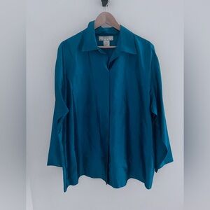 Next women vintage Teal Silk Blouse 1x